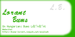 lorant bums business card